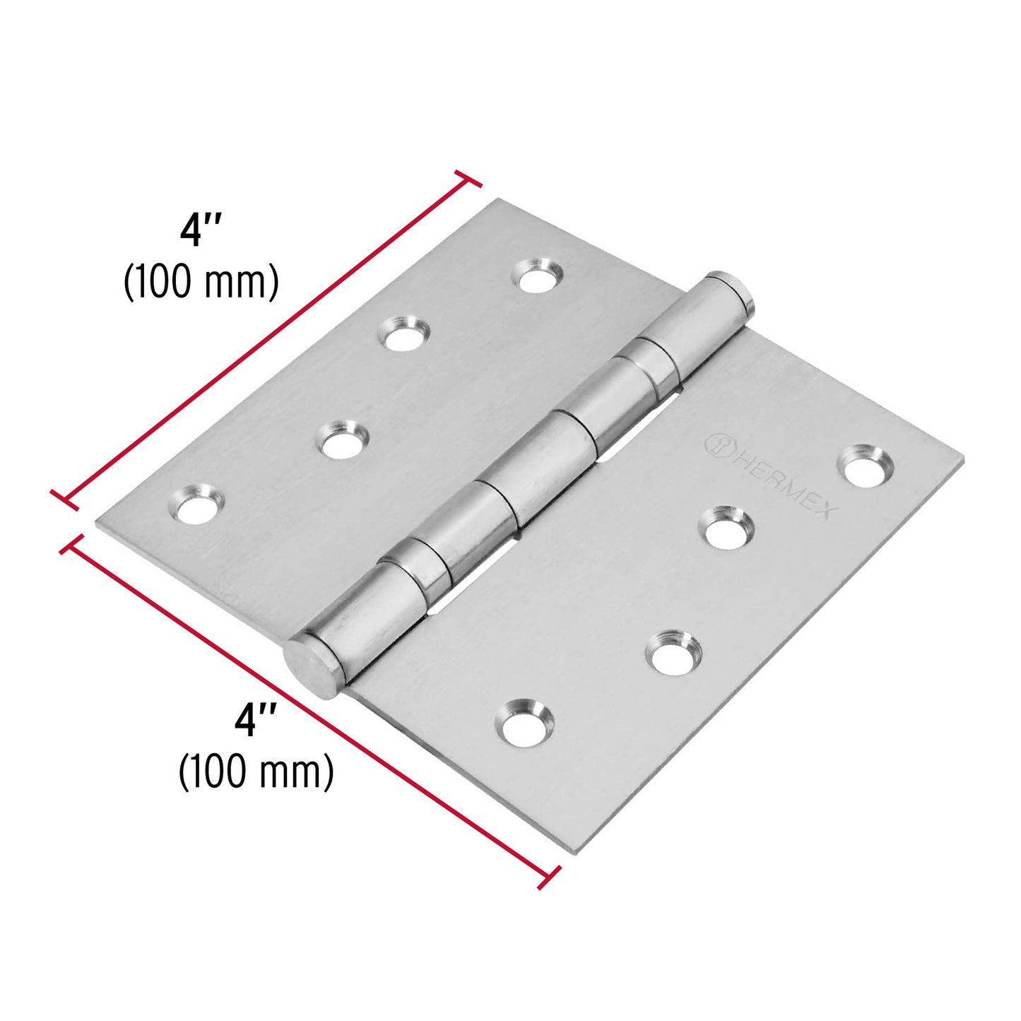 Bisagra cuadrada 4' acero inox, cabeza plana, Hermex BC-404P 43229 MM00