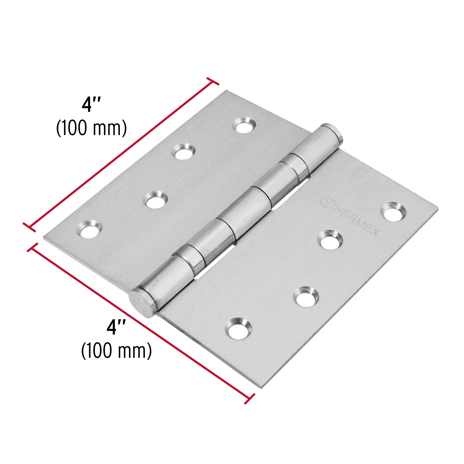 Bisagra cuadrada 4' acero inox, cabeza plana, Hermex BC-404P 43229 MM00