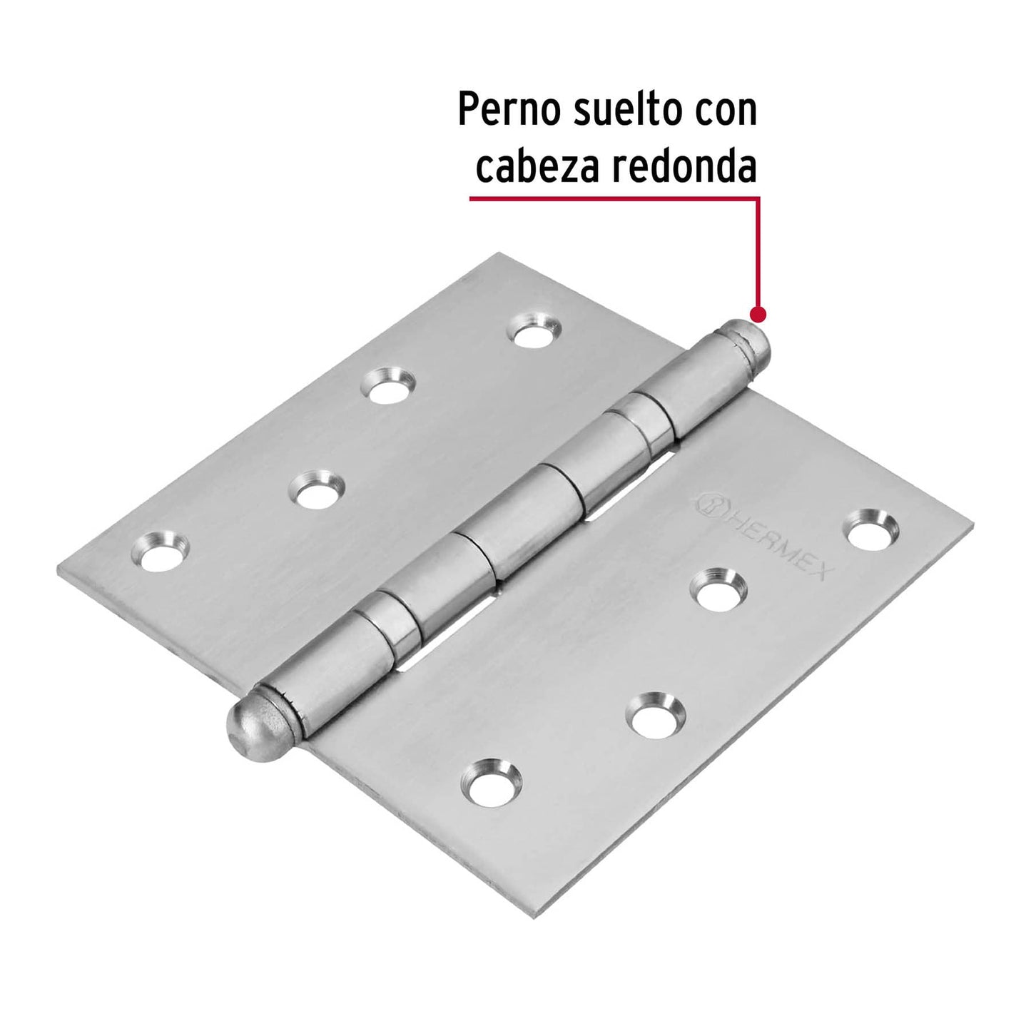 Bisagra cuadrada 4' acero inox, cabeza redonda, Hermex BC-404R 43224 MM00