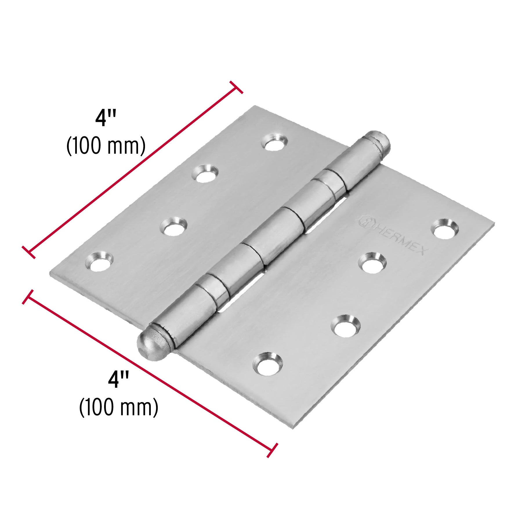 Bisagra cuadrada 4' acero inox, cabeza redonda, Hermex BC-404R 43224 MM00