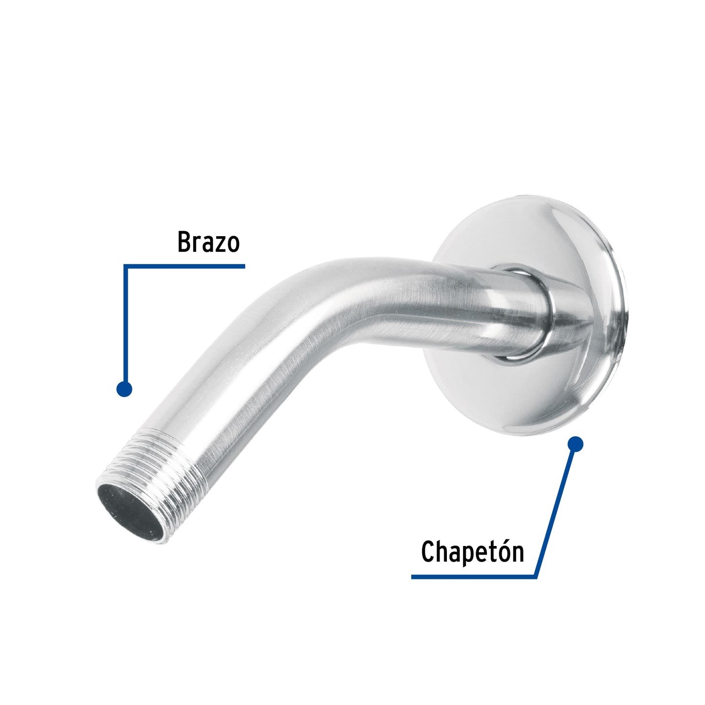 Brazo de acero cromado y chapetón de acero inox p/regadera BCH-500 49378 MM00