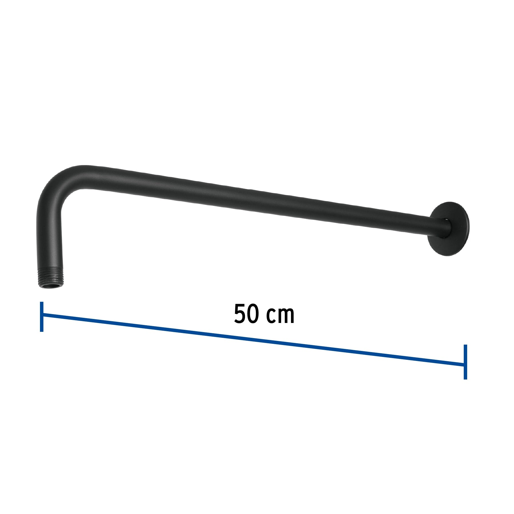 Brazo recto 50 cm con chapetón para regadera, negro mate BCH-650M 47754 MM00