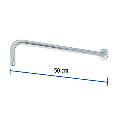 Brazo recto 50 cm con chapetón para regadera, cromo, Foset BCH-650 47752 MM00