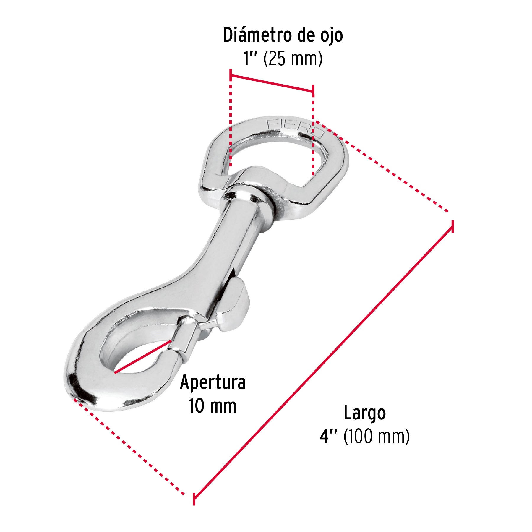 Bandola de zinc de 1' giratoria, Fiero BDZ-4-1/4 44033 MM00