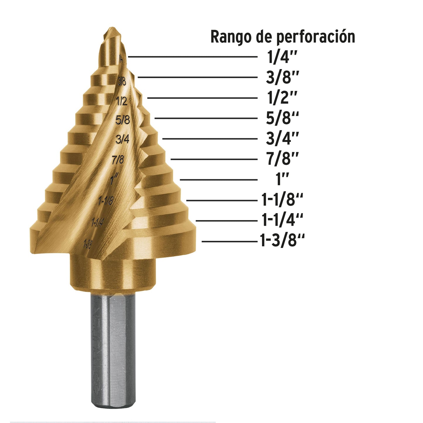 Broca escalonada titanio 10 escalones 1/4' a 1-3/8', Expert BES-10X 101556 MM00