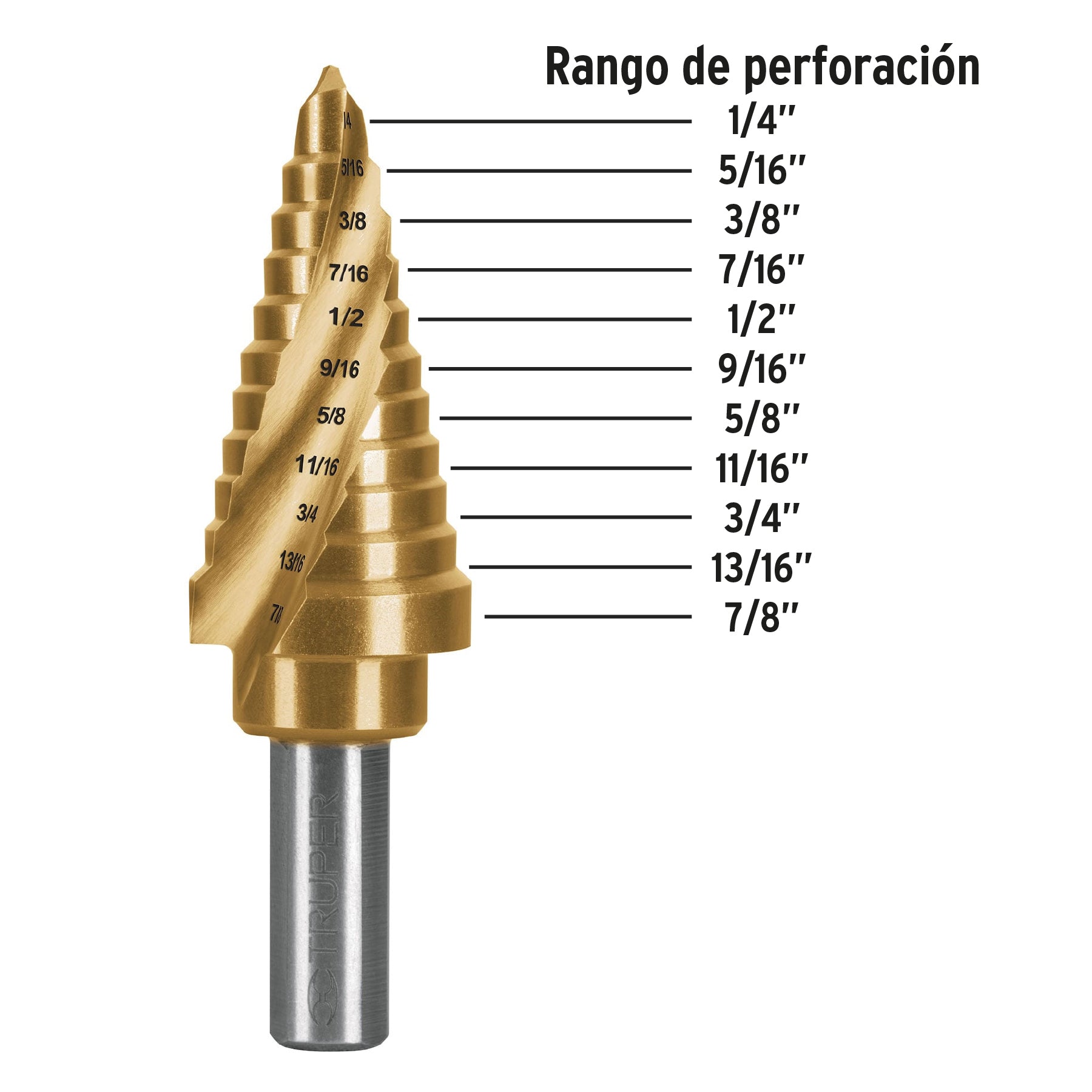 Broca escalonada titanio 11 escalones 1/4' a 7/8', Expert BES-11X 101554 MM00