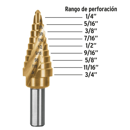 Broca escalonada titanio 9 escalones 1/4' a 3/4', Expert BES-9X 101552 MM00