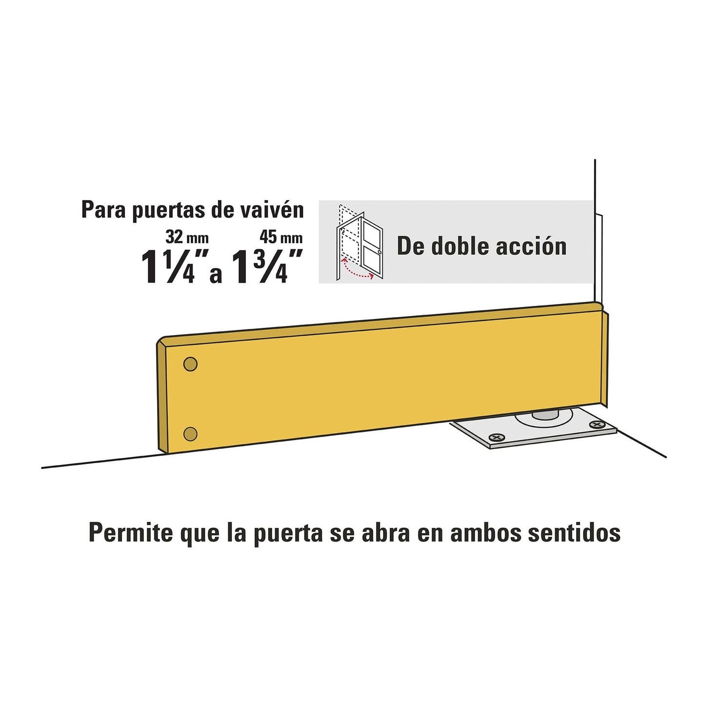 Bisagra de piso doble acción, acero latonado, Hermex BIP-151 43180 MM0