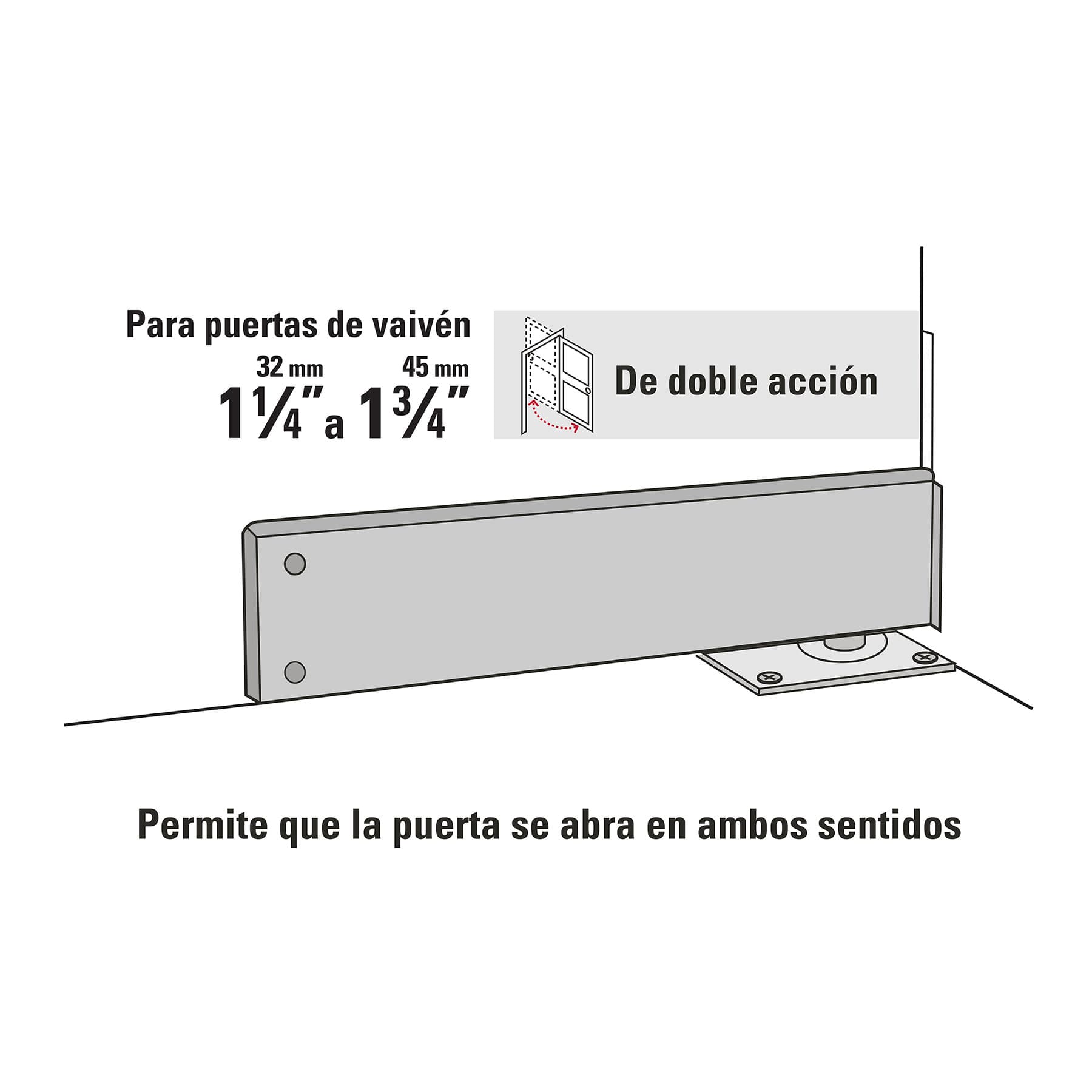 Bisagra de piso doble acción, acero cromado, Hermex BIP-153 43181 MM0