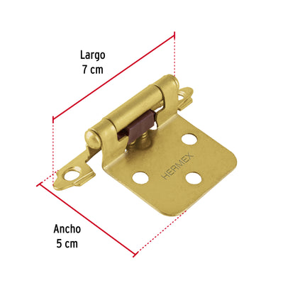 Bolsa con 2 bisagras parche de 7cm, latonado, Hermex BIPA-71 49205 MM0