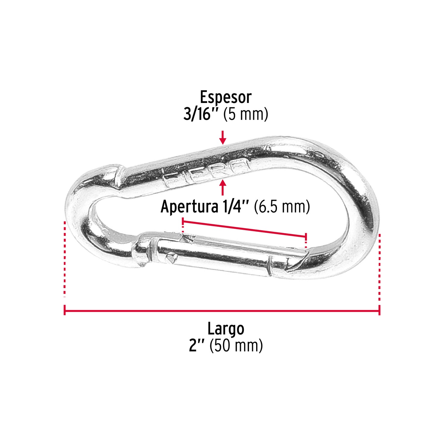 Bandola mosquetón de acero 3/16', Fiero BMA-3/16 44037 MM00