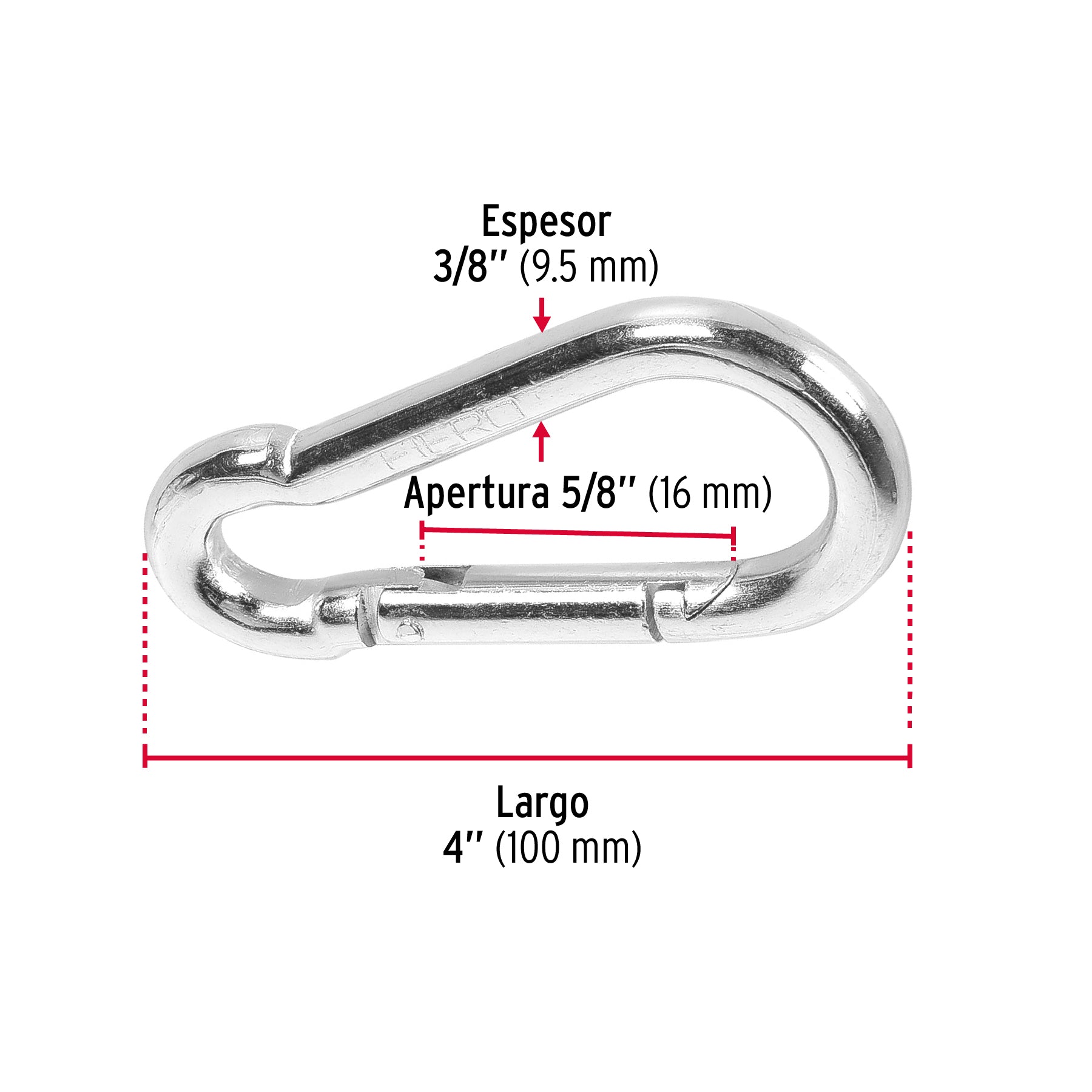 Bandola mosquetón de acero 3/8', Fiero BMA-3/8 44040 MM00