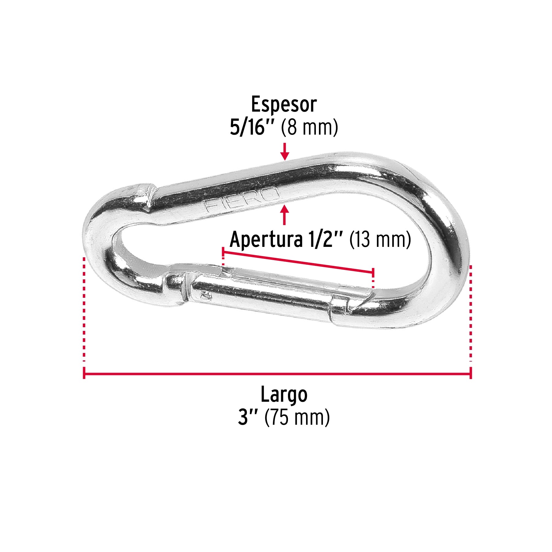 Bandola mosquetón de acero 5/16', Fiero BMA-5/16 44039 MM00