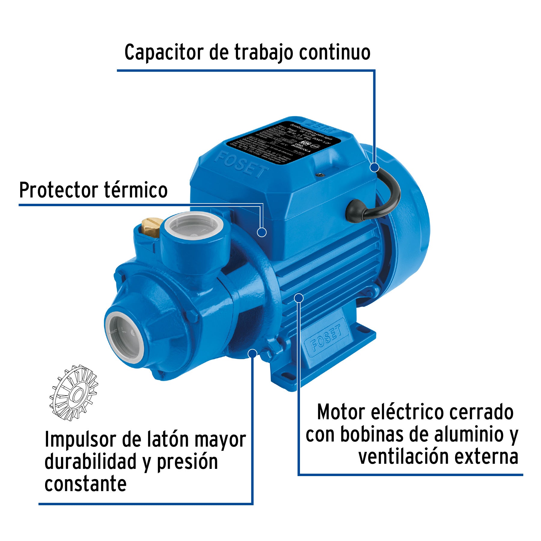 Bomba periférica 1/2 HP, altura máxima 25 m, Foset BOAP-1/2F 49877 MM2