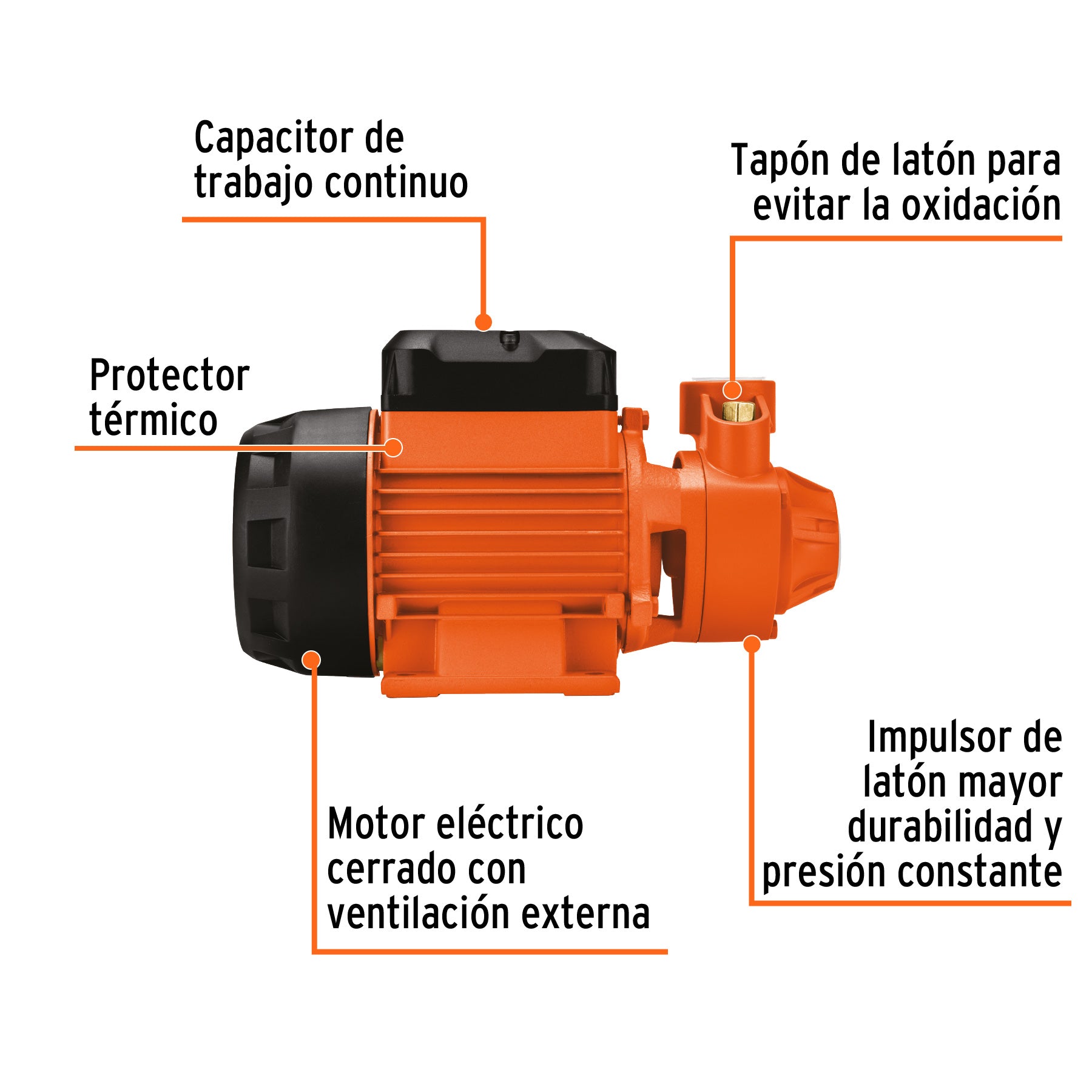 Bomba periférica 1/2 HP, altura máxima 45 m, Truper Expert BOAP-1/2 10068 MM1