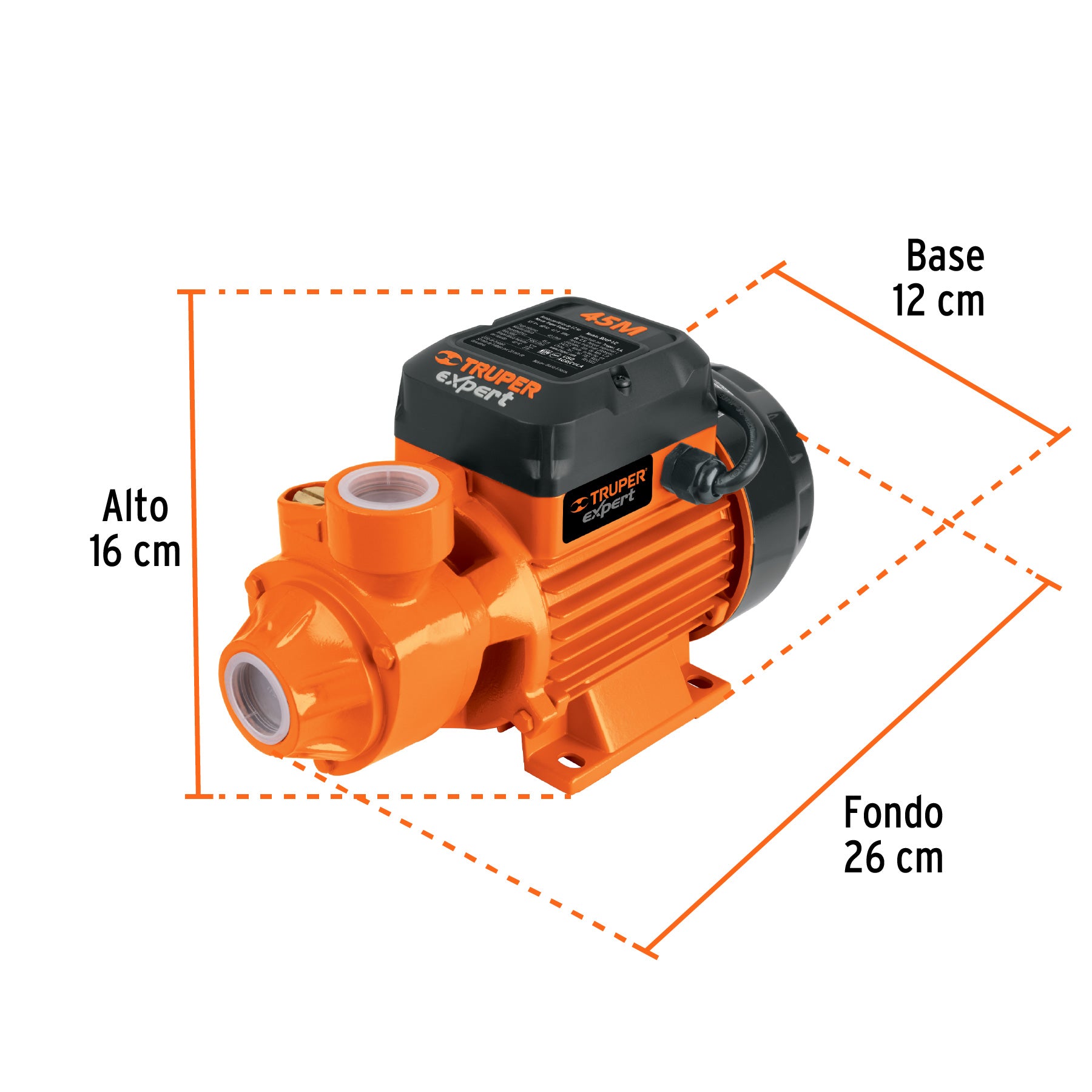 Bomba periférica 1/2 HP, altura máxima 45 m, Truper Expert BOAP-1/2 10068 MM1