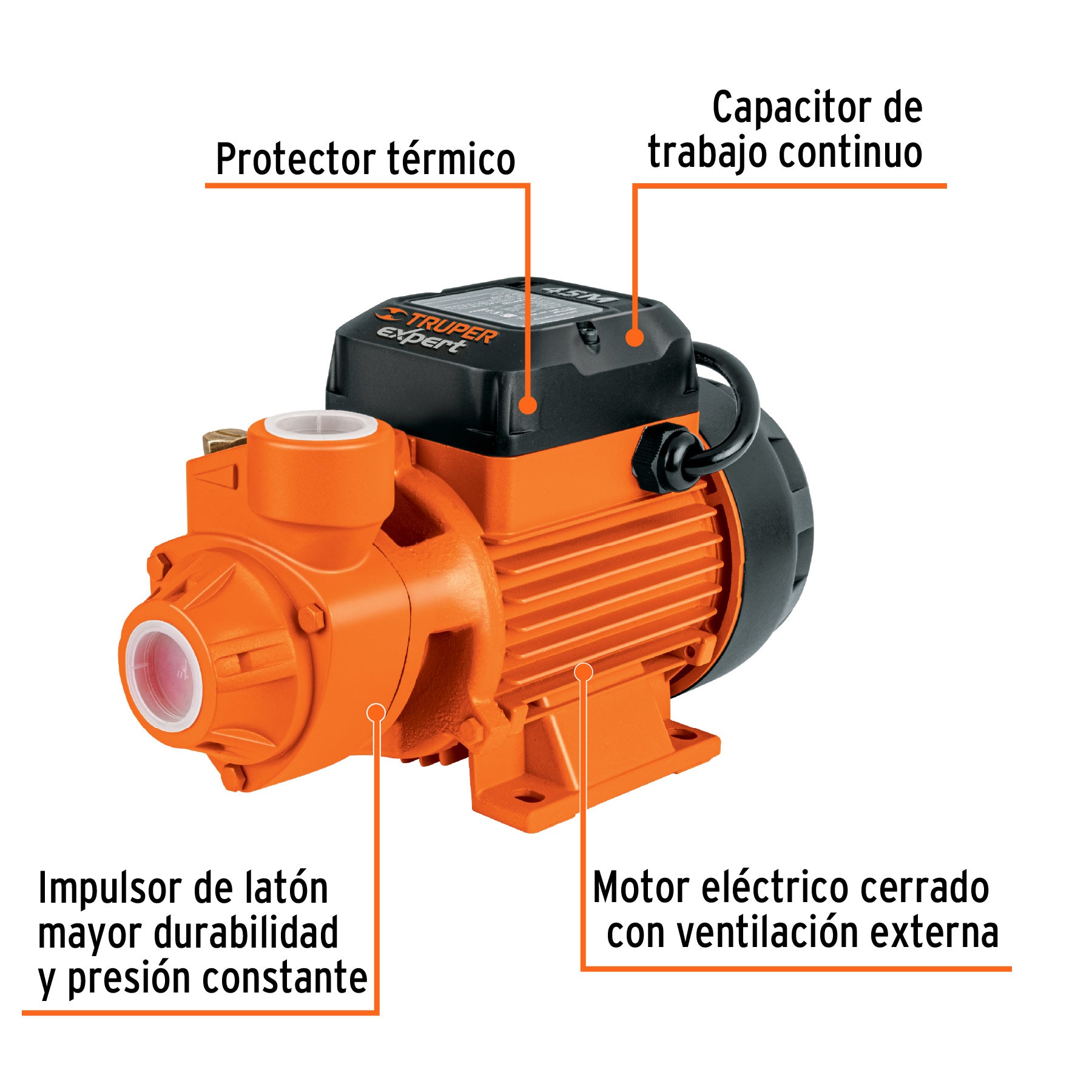 Bomba periférica 3/4 HP, altura máxima 65 m, Truper Expert BOAP-3/4 10069 MM0