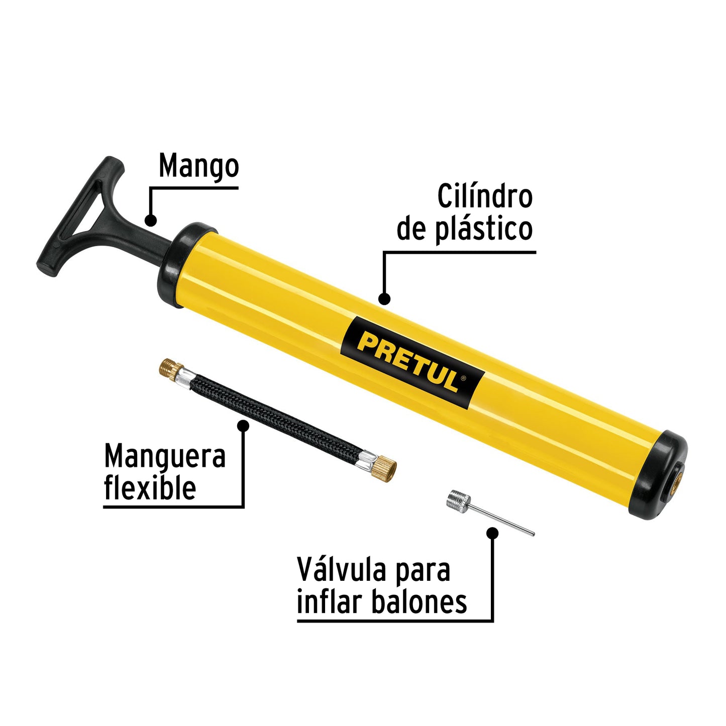 Mini bomba manual para inflar balones, 14.5 PSI, Pretul BOM-BAP 21695 MM00