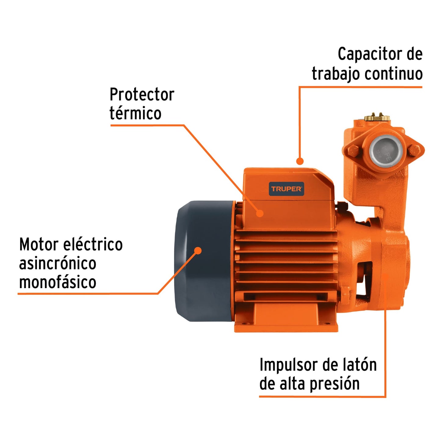 Bomba periférica autocebante 1 HP, Truper BOPA-1 12782 MM0