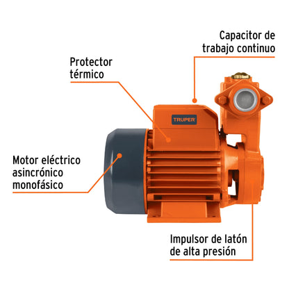 Bomba periférica autocebante 3/4 HP, Truper BOPA-3/4 12781 MM0