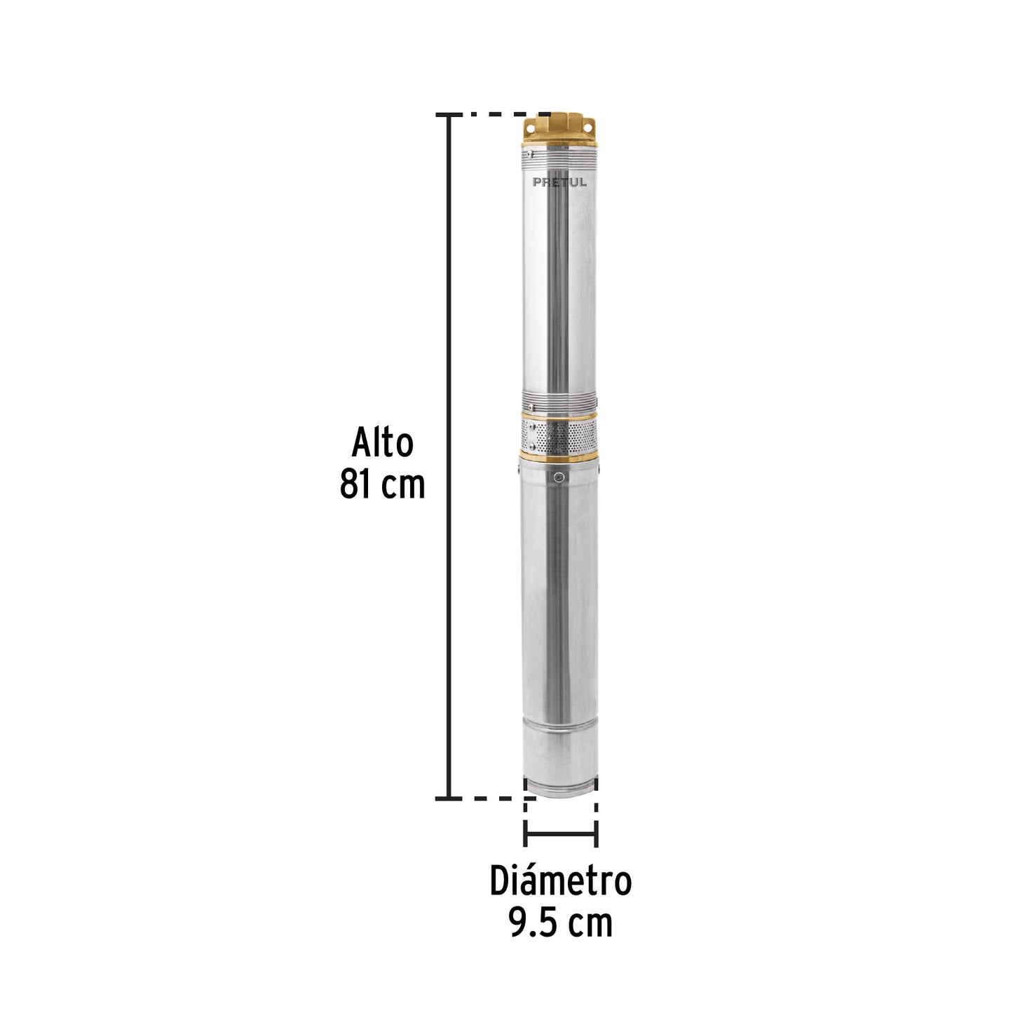 Bomba sumergible, tipo bala, 1-1/2 HP, agua limpia, Pretul BOS-1-1/2LMP 28202 MM00