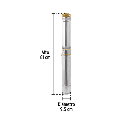 Bomba sumergible, tipo bala, 1-1/2 HP, agua limpia, Pretul BOS-1-1/2LMP 28202 MM00