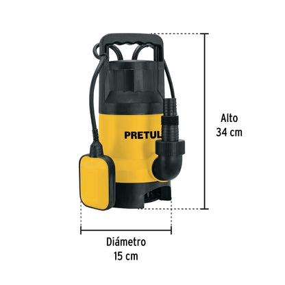 Bomba sumergible plástica, 1-1/2 HP para agua sucia, Pretul BOS-1-1/2SPP  27199 MM1