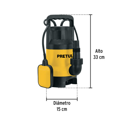 Bomba sumergible plástica, 1 HP para agua sucia, Pretul BOS-1SPP 27198 MM1