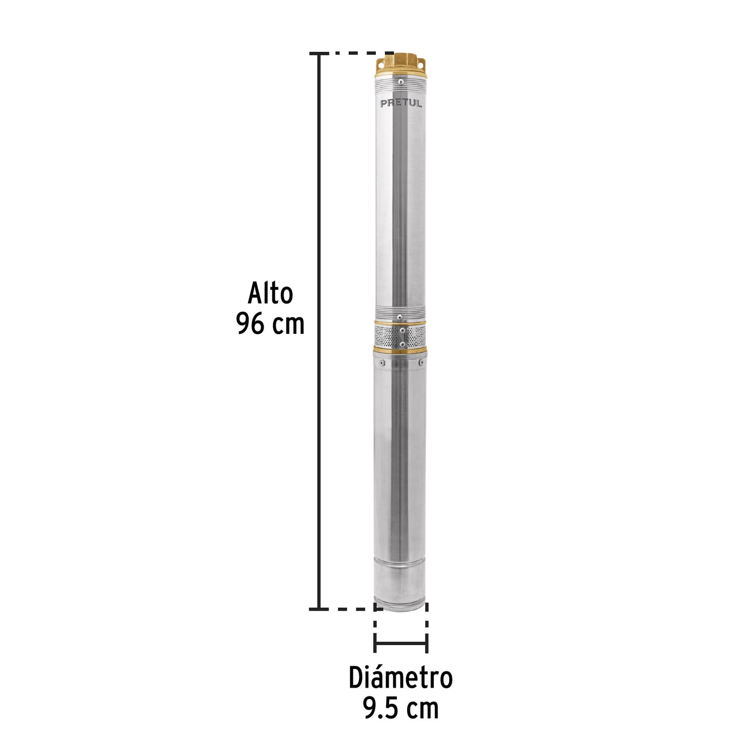 Bomba sumergible, tipo bala, 2 HP, agua limpia, Pretul BOS-2LMP 28201 MM00