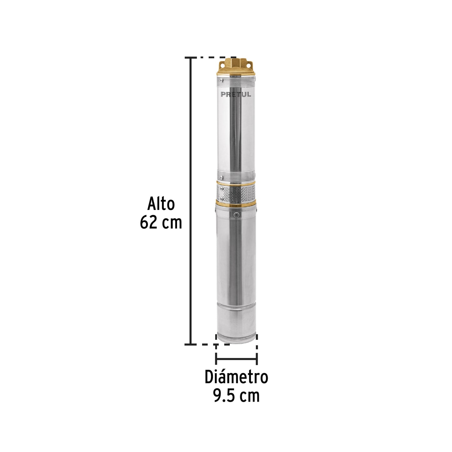 Bomba sumergible, tipo bala, 3/4 HP, agua limpia, Pretul BOS-3/4LMP 28204 MM00