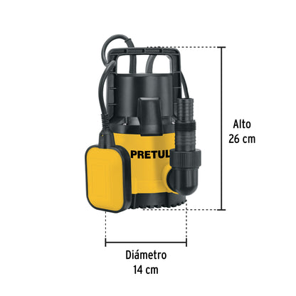 Bomba sumergible plástica, 3/4 HP para agua limpia, Pretul BOS-3/4LPP 27196 MM1