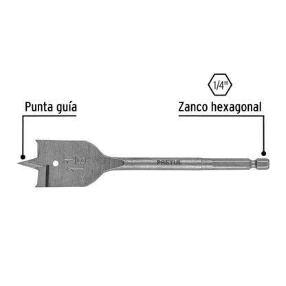 Broca plana de manita 1-1/8' para madera, Pretul BPP-1-1/8   28105 MM00