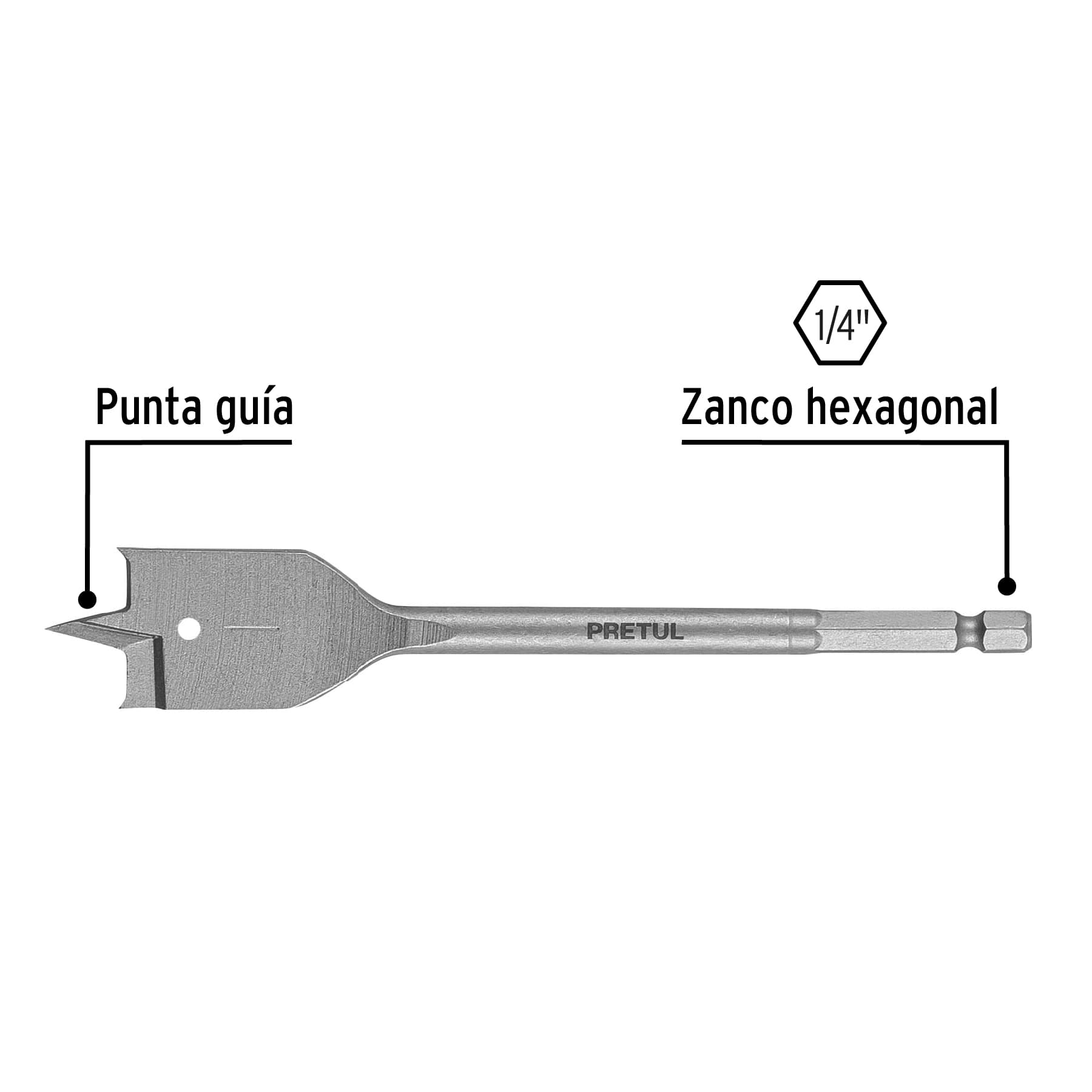 Broca plana de manita 1' para madera, Pretul BPP-1   28104 MM00