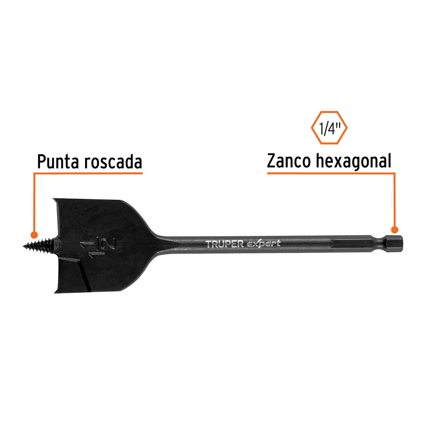 Broca plana de manita 1-1/2' para madera, Truper Expert BPX-1-1/2 101517 MM00