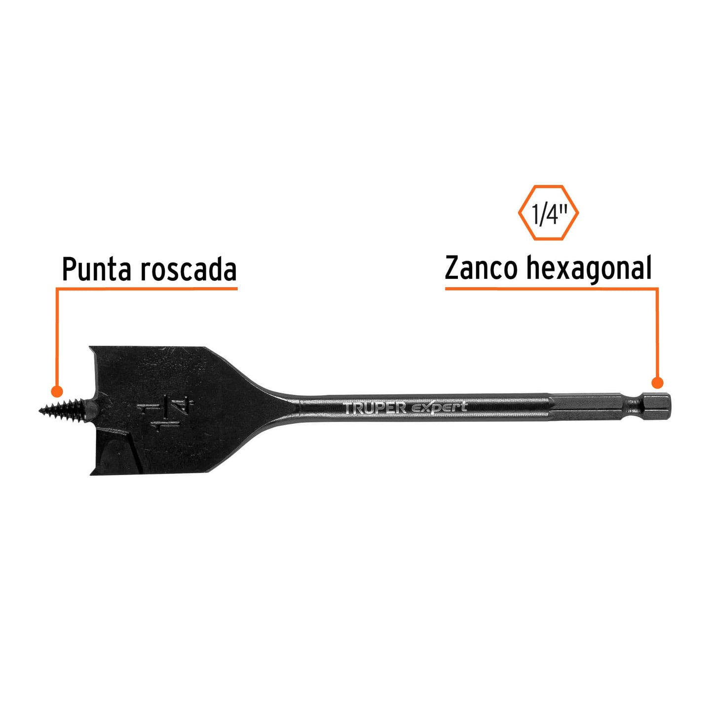 Broca plana de manita 1-1/4' para madera, Truper Expert BPX-1-1/4 101516 MM00