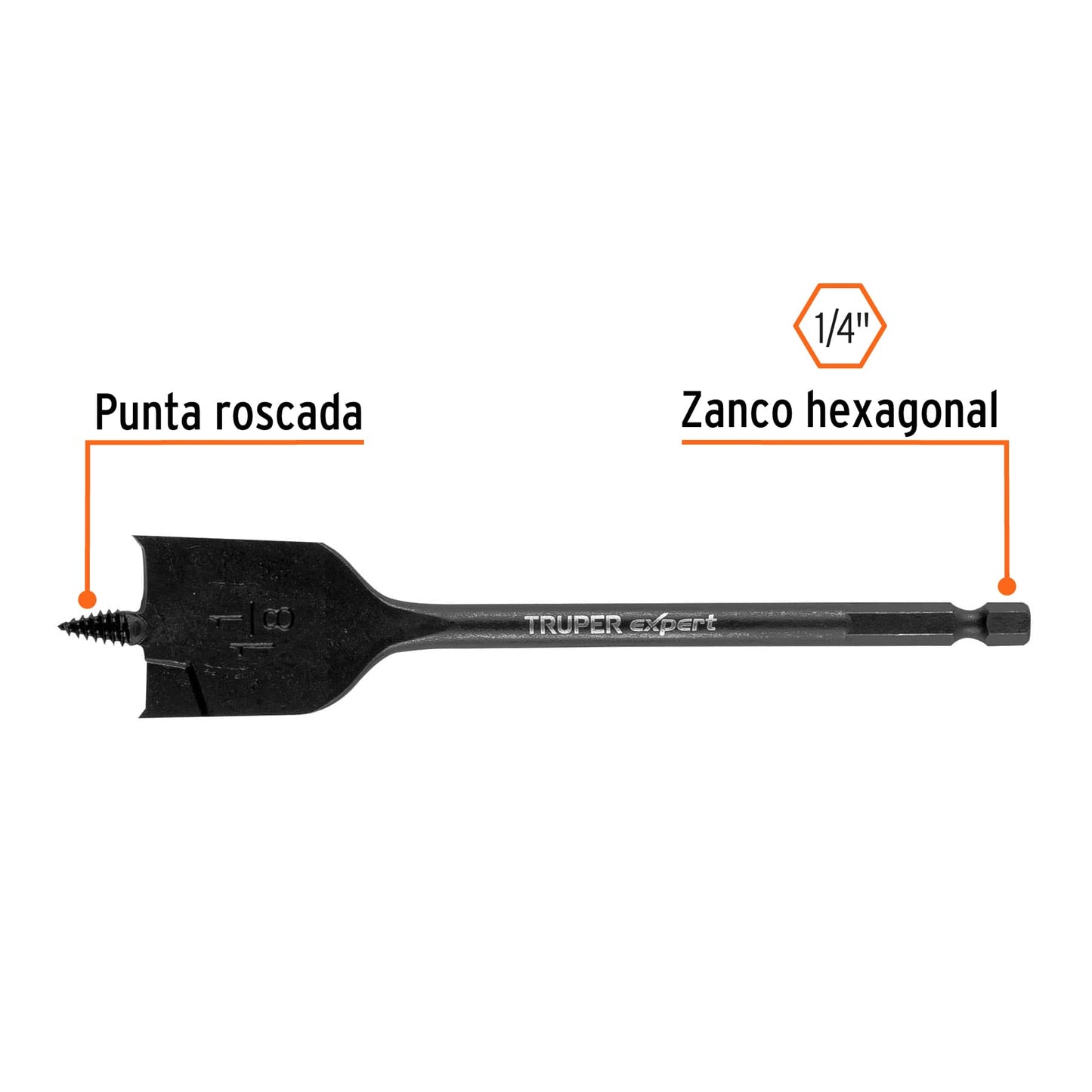 Broca plana de manita 1-1/8' para madera, Truper Expert BPX-1-1/8 101515 MM00