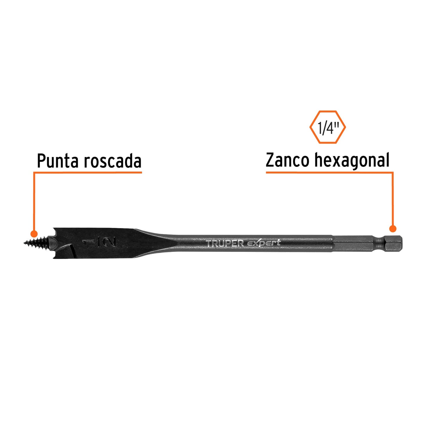 Broca plana de manita 1/2' para madera, Truper Expert BPX-1/2 101510 MM00