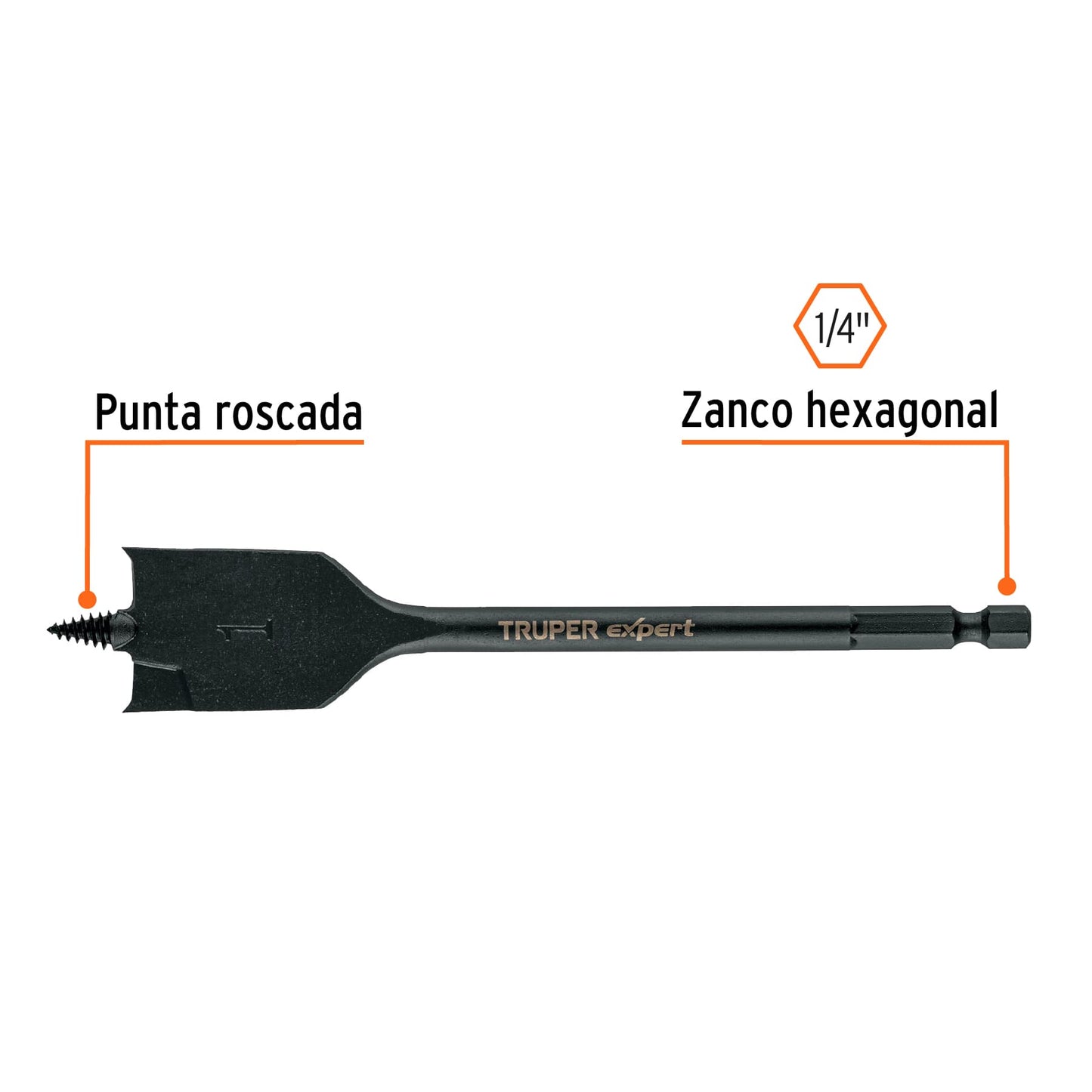 Broca plana de manita 1' para madera, Truper Expert BPX-1 101514 MM00