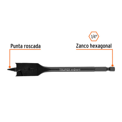 Broca plana de manita 3/4' para madera, Truper Expert BPX-3/4 101512 MM00