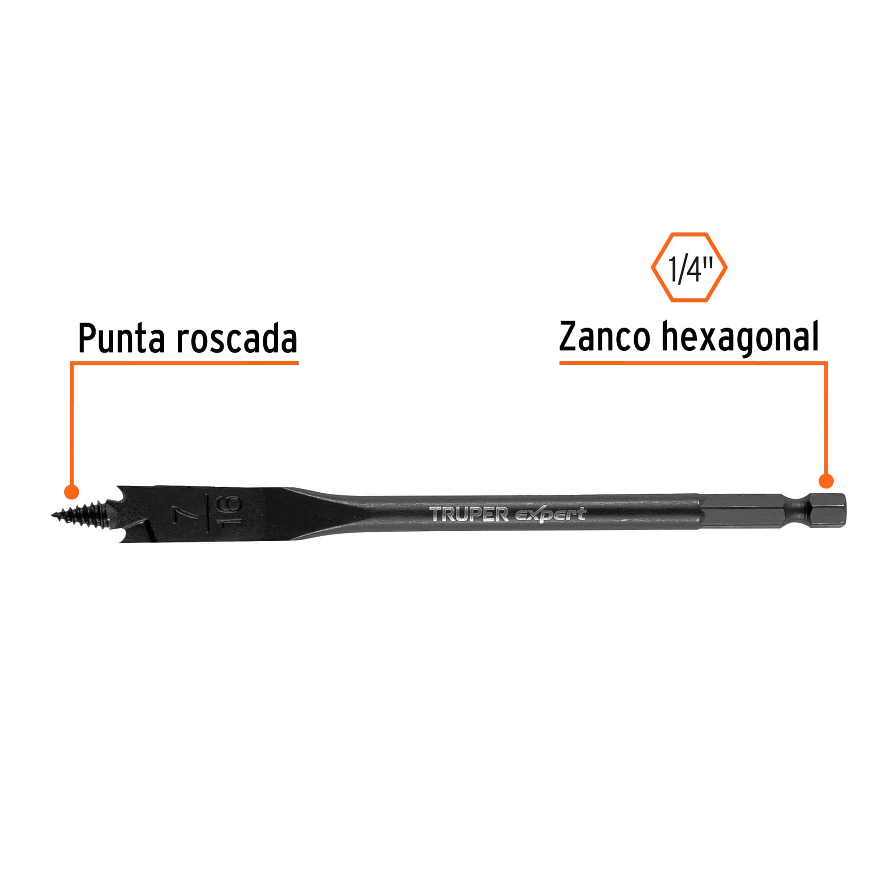 Broca plana de manita 7/16' para madera, Truper Expert BPX-7/16 101499 MM00