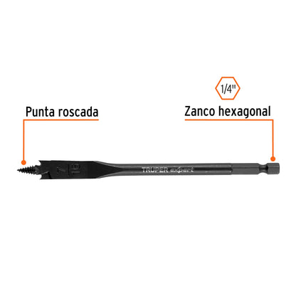 Broca plana de manita 7/16' para madera, Truper Expert BPX-7/16 101499 MM00