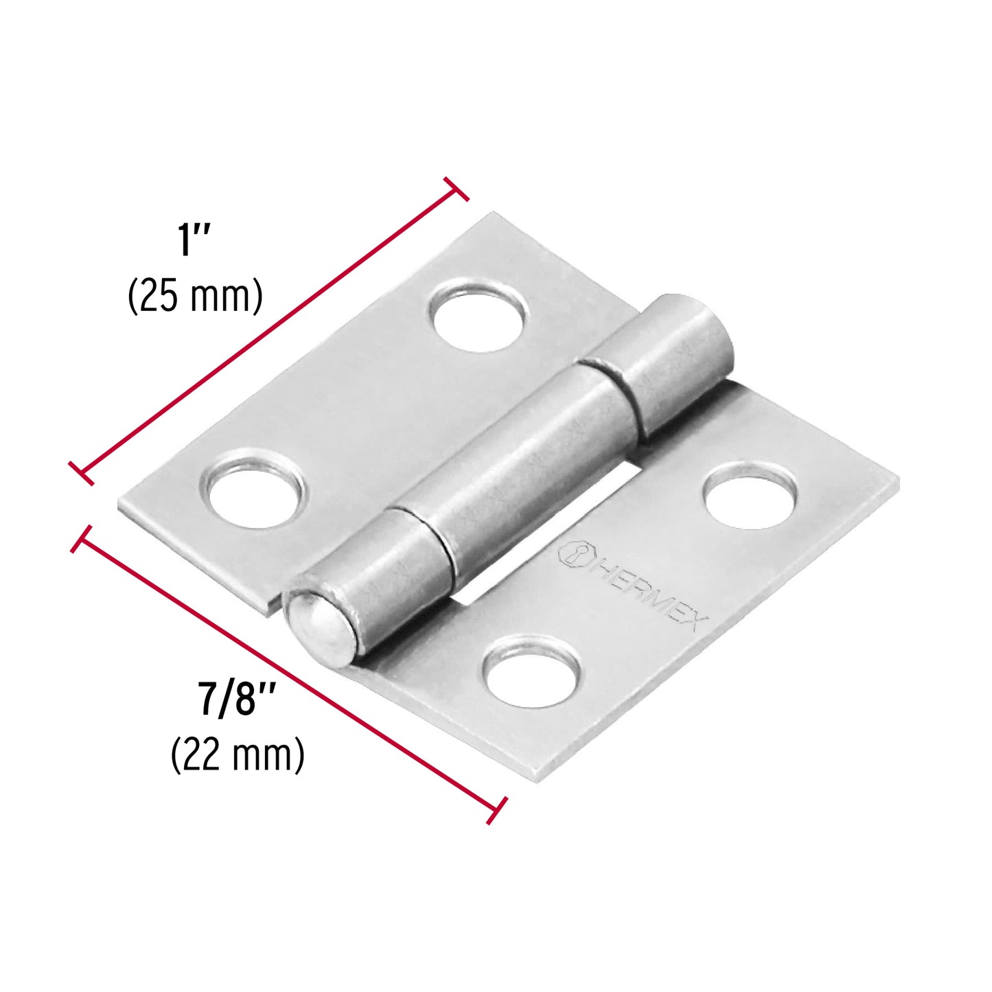 Bisagra rectangular 1' acero pulido, Hermex BR-100 43185 MM0