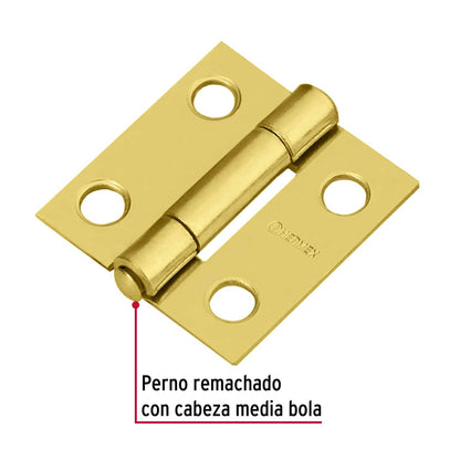 Bisagra rectangular 1' acero latonado, Hermex BR-101 43192 MM0