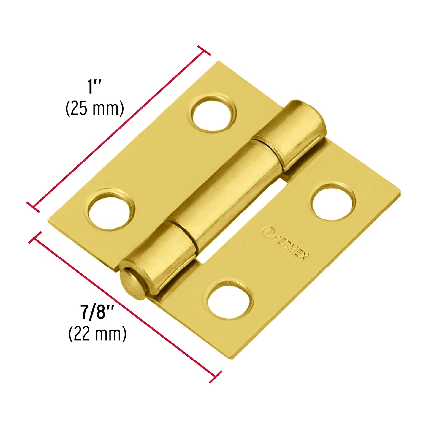 Bisagra rectangular 1' acero latonado, Hermex BR-101 43192 MM0