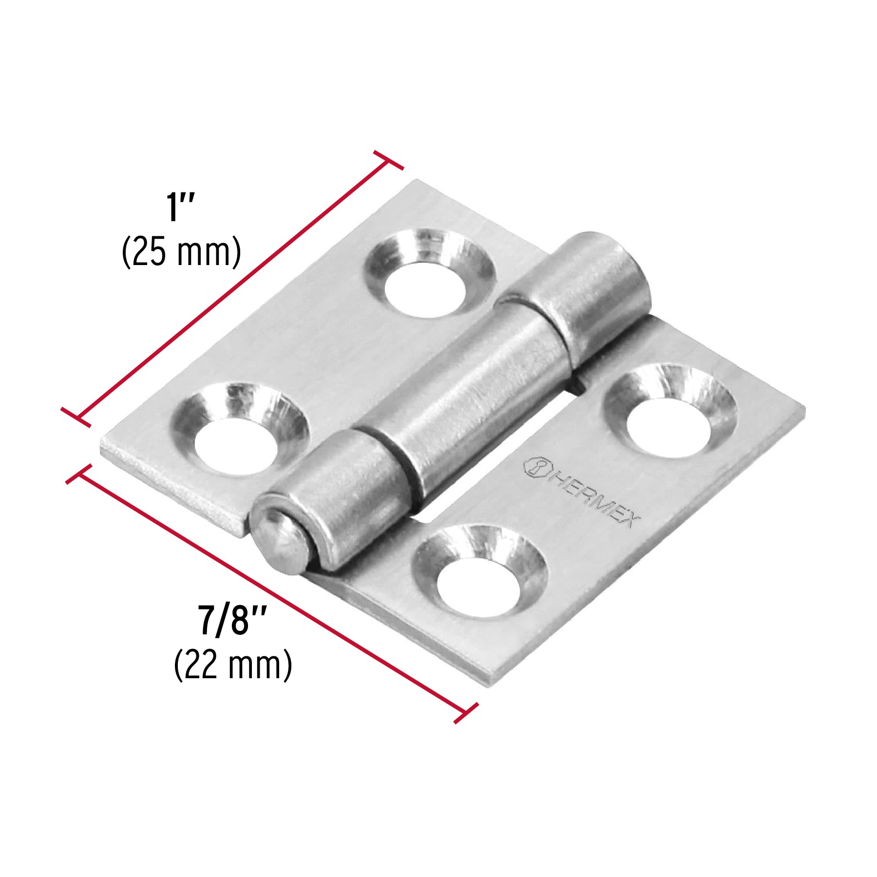 Bisagra rectangular 1' acero inoxidable, Hermex BR-104 43199 MM0