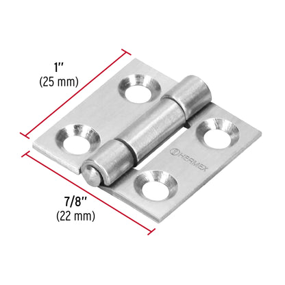 Bisagra rectangular 1' acero inoxidable, Hermex BR-104 43199 MM0