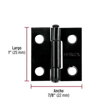 Bisagra rectangular 1' negra, Hermex BR-106 45632 MM0