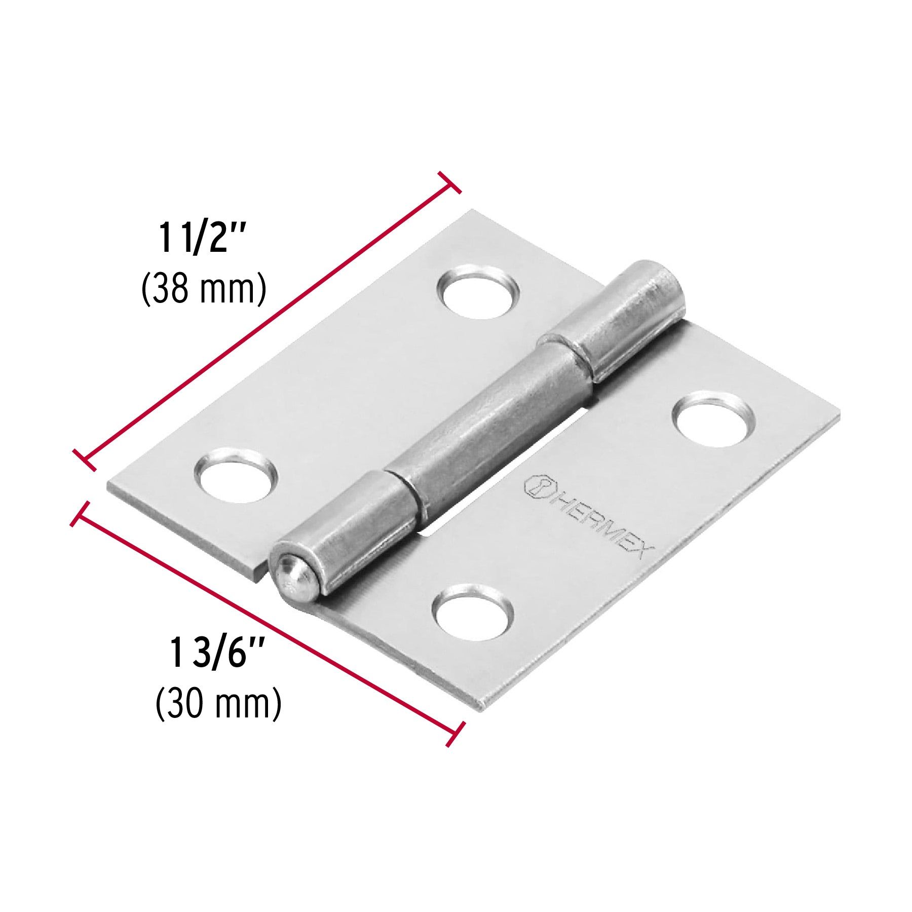 Bisagra rectangular 1-1/2' acero pulido, Hermex BR-150 43186 MM0