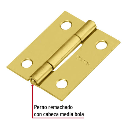 Bisagra rectangular 1-1/2' acero latonado, Hermex BR-151 43193 MM0