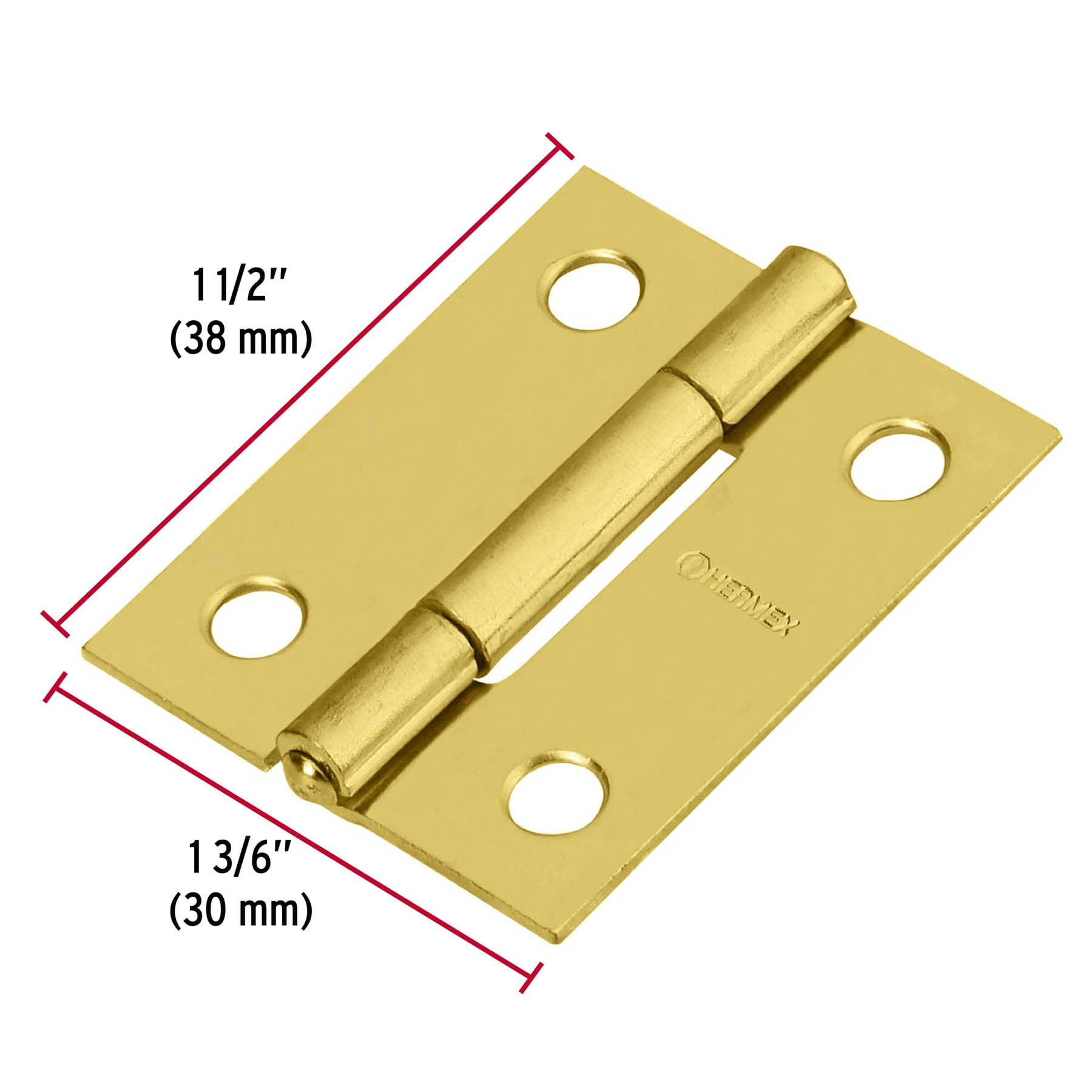 Bisagra rectangular 1-1/2' acero latonado, Hermex BR-151 43193 MM0